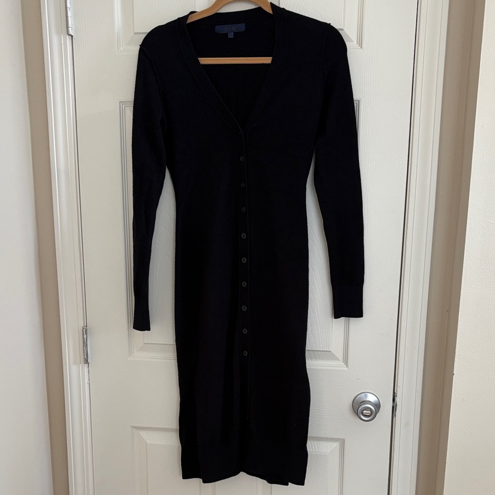 RACHEL Rachel Roy Bodycon Button Front Black Long Sleeve Sweater Dress